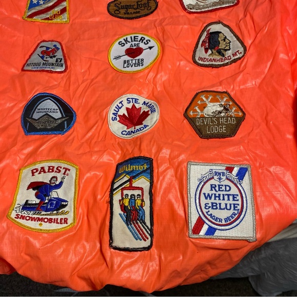 Handmade Windbreaker Jacket with Patches Neon Orange Pullover Pocket Hoodie XL - Picture 10 of 17